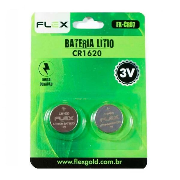Bateria De Lítio CR1620 3v Cartela Com 2 Unidades Flex