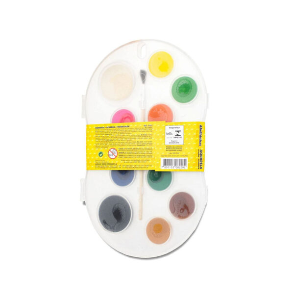 Tinta Aquarela Pastilha 12 Cores com Pincel Acrilex - Image 2