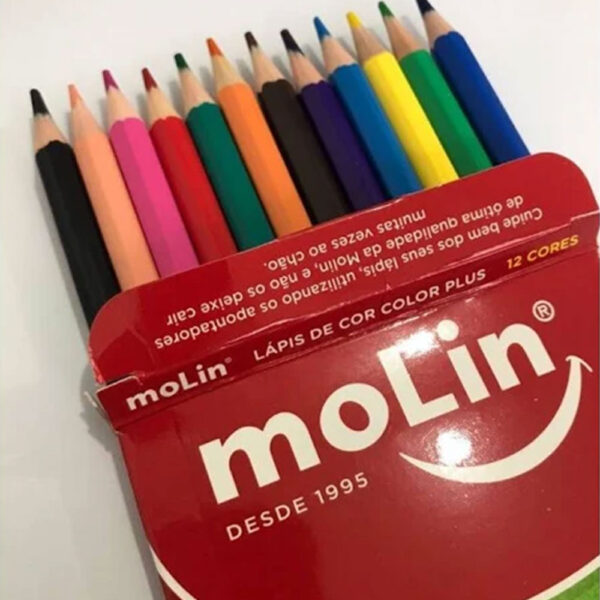 Lápis de Cor Sextavado 12 Cores Color Plus Molin - Image 3
