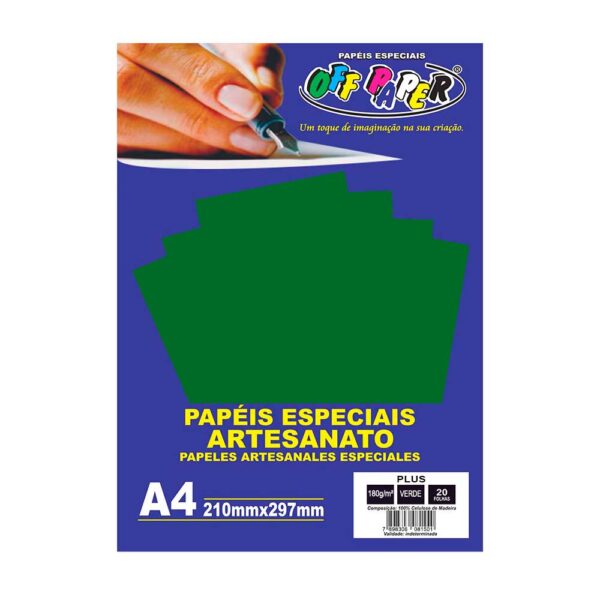 Papel Plus A4 180g Verde C/20 Folhas Off Paper