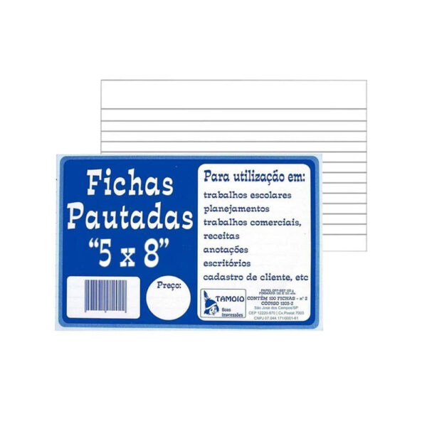 Ficha Pautada 5x8 100 Folhas São Domingos - Image 3