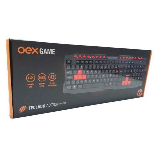 Teclado Gamer Usb Action Tc200 Preto/Vermelho Oex - Image 3