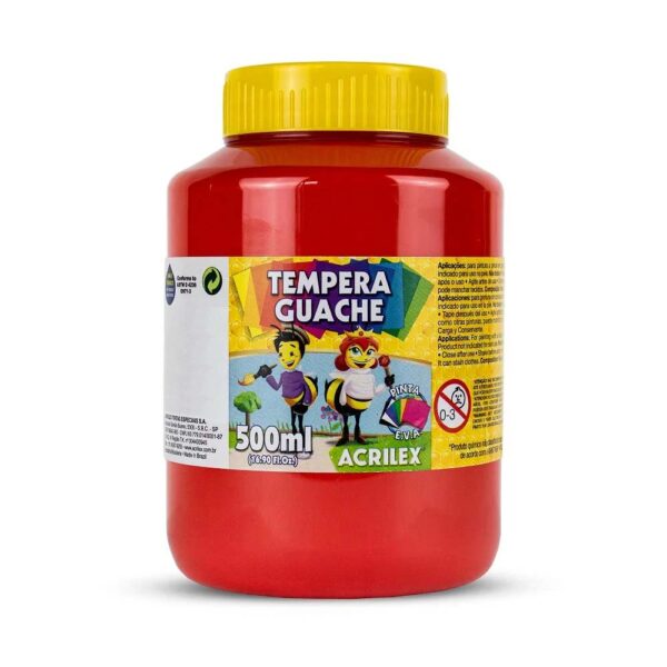 Tinta Guache 500ml Vermelho Fogo 507 Acrilex