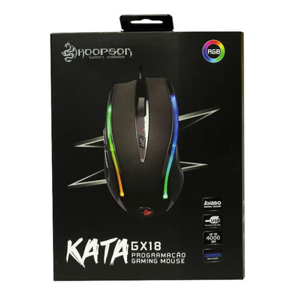 Mouse Gamer Switch Gx18 Hoopson Rgb 4000DPI Com Pesos Adaptáveis - Image 6