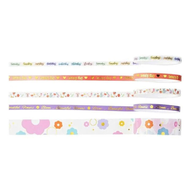 Fita Adesiva Washi Tape Decorativa com 05 Rolos Molin - Image 3