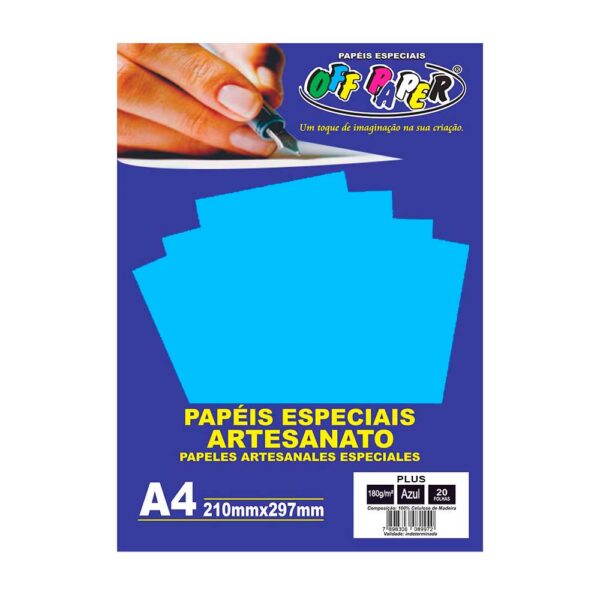 Papel Plus A4 180g Azul C/20 Folhas Off Paper