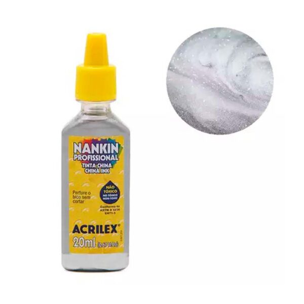 Tinta Nankin 20ml Prata Acrilex - Image 3