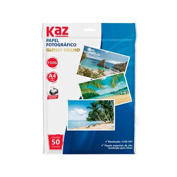 Papel Fotográfico Glossy Brilho 150g 50 Folhas Kaz