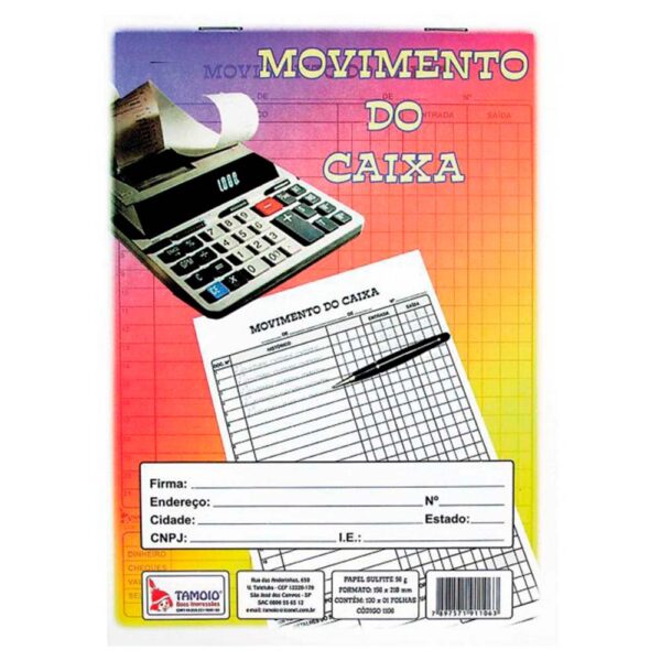 Bloco Movimento do Caixa 1/4 100 Folhas Capa Flexível Tamoio