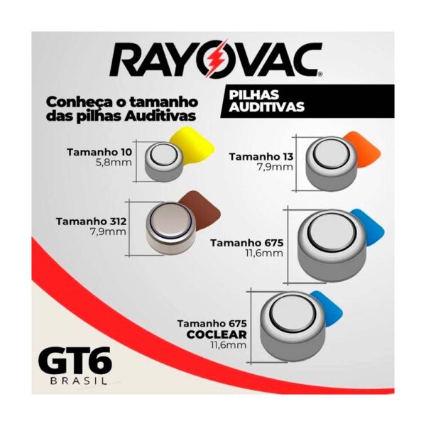 Pilha para Aparelho Auditivo 675 Extra Advanced C/6 Unidades Rayovac - Image 3