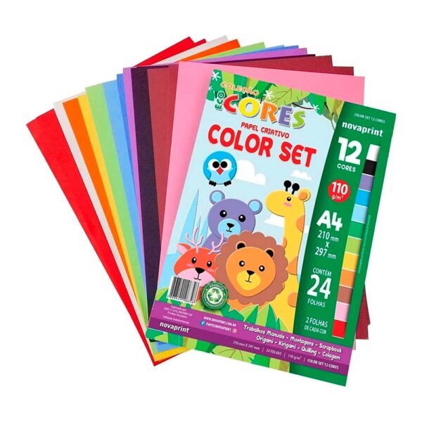 Bloco Criativo 12 Cores A4 Color 110g/m 24 Folhas Novaprint - Image 2