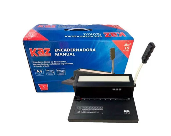 Máquina para Encadernação Manual Preta P/10Fls KZ59 Kaz - Image 3