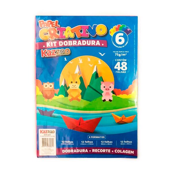 Papel Criativo Kit Dobradura 6 Cores 48 Folhas Kaz