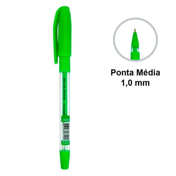 Caneta Esferográfica Gel Neon Verde 1.0mm Jocar Office - Image 2