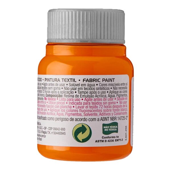 Tinta para Tecido Fosca 37ml Laranja 517 Acrilex - Image 3