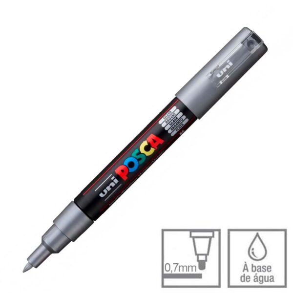Caneta Posca Prata PC-1M Ponta Cônica 0.7mm Uni-ball - Image 3