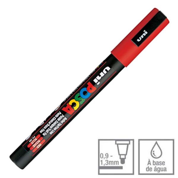 Caneta Posca Vermelho PC-3M Ponta Redonda  0.9 A 1.3mm Uni-ball - Image 2