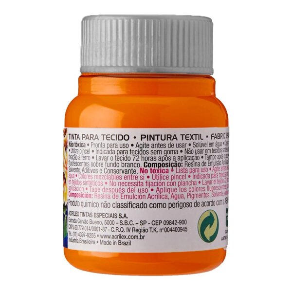Tinta para Tecido Fosca 37ml Laranja 517 Acrilex - Image 2