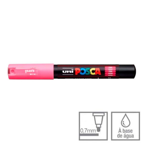 Caneta Posca Rosa PC-1M Ponta Cônica 0.7mm Uni-ball