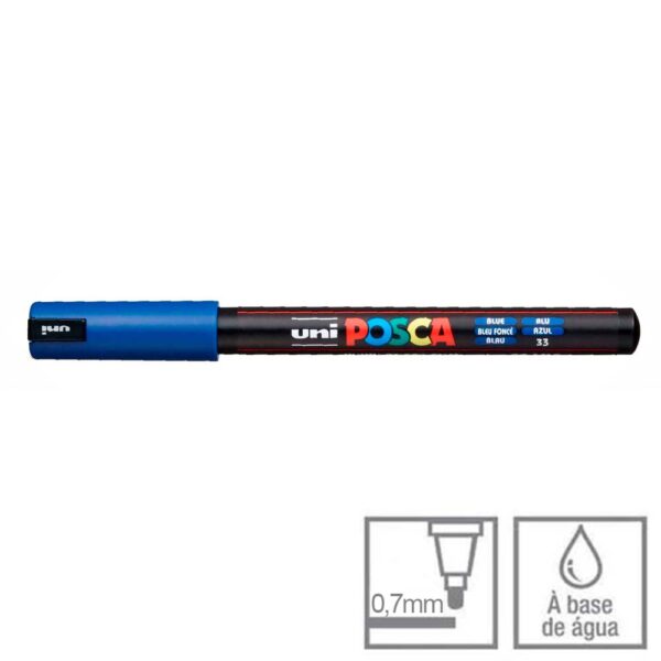 Caneta Posca Azul PC-1MR Ponta Agulha 0.7mm Uni-ball