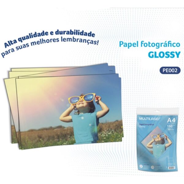 Papel Fotográfico Glossy A4 150g/m2 com 10 Folhas PE002 Multilaser - Image 3