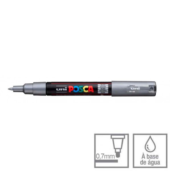 Caneta Posca Prata PC-1M Ponta Cônica 0.7mm Uni-ball - Image 5