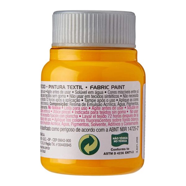 Tinta para Tecido Fosca 37ml Amarelo Ouro 505 Acrilex - Image 3
