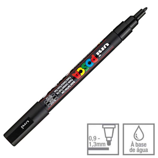 Caneta Posca Preto PC-3M Ponta Redonda 0.9 A 1.3mm Uni-ball - Image 3