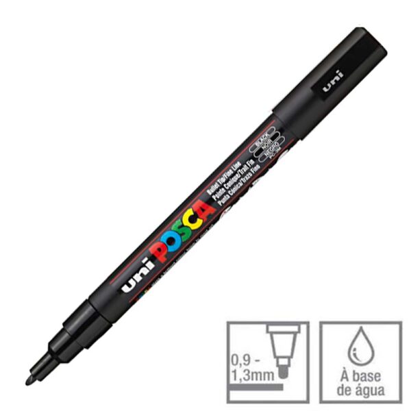 Caneta Posca Preto PC-3M Ponta Redonda 0.9 A 1.3mm Uni-ball - Image 5