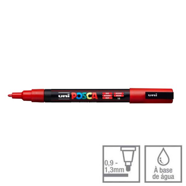 Caneta Posca Vermelho PC-3M Ponta Redonda  0.9 A 1.3mm Uni-ball - Image 4