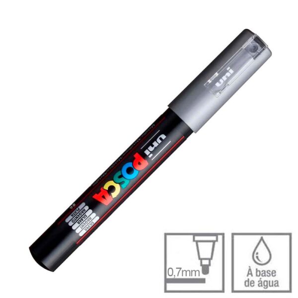 Caneta Posca Prata PC-1M Ponta Cônica 0.7mm Uni-ball - Image 2
