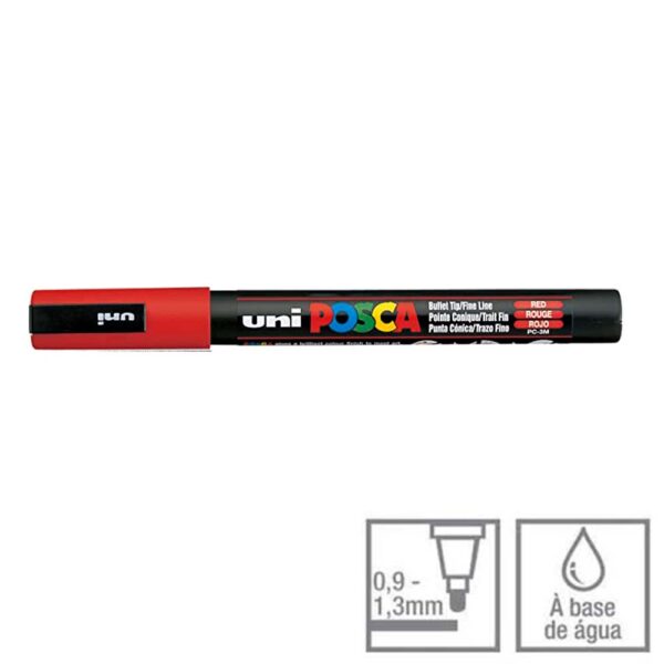 Caneta Posca Vermelho PC-3M Ponta Redonda  0.9 A 1.3mm Uni-ball