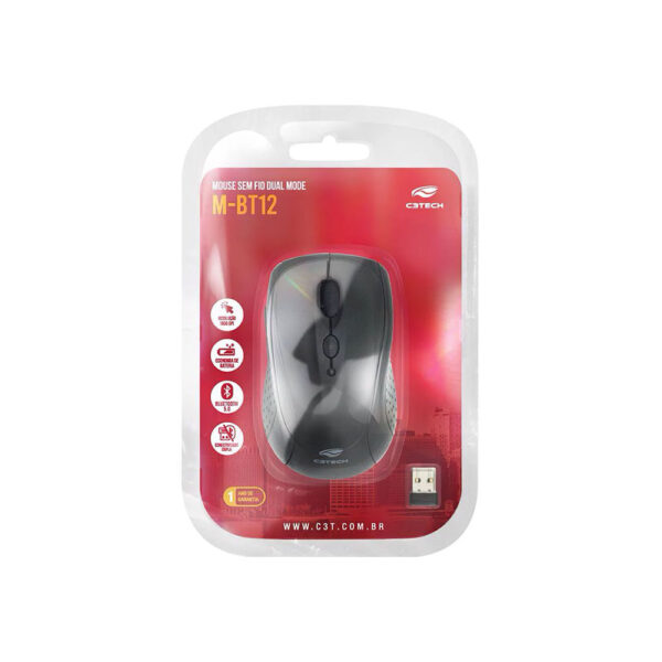 Mouse Sem Fio 2.4 Ghz 1600Dpi Preto M-BT12BK C3Tech - Image 3