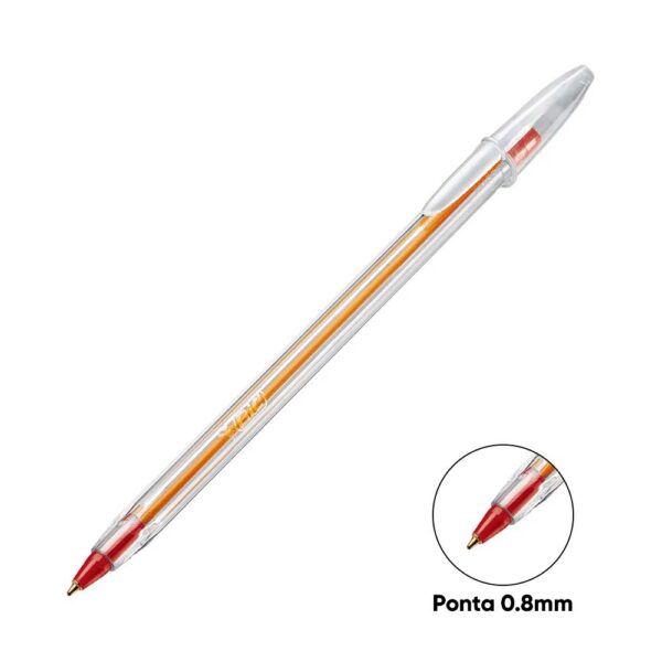 Caneta Esferográfica 0.8mm Ponta Fina Vermelha Bic Cristal