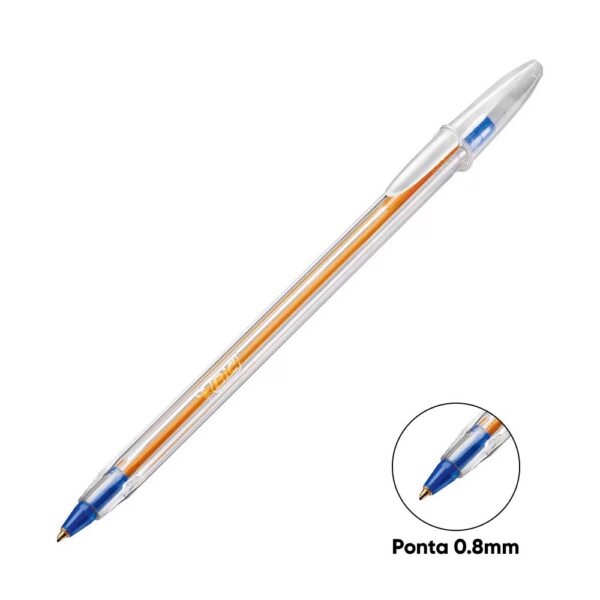 Caneta Esferográfica 0.8mm Ponta Fina Azul Bic Cristal