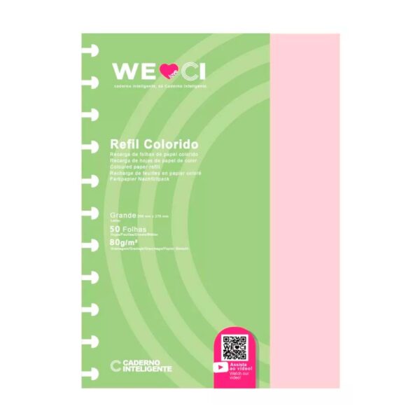 Refil Caderno Inteligente Grande Colorido 80g 50 Folhas