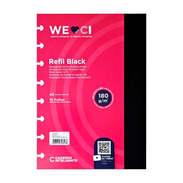 Refil Caderno Inteligente A5 Black 180g 10 Folhas