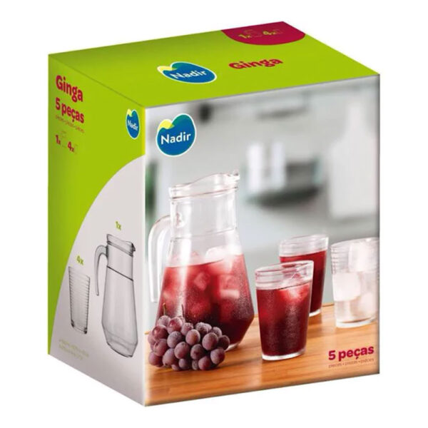 Jogo 5 Peças Jarra e Copos De Agua e Suco Ginga Nadir - Image 3