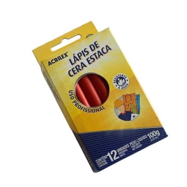 Lápis de Cera Estaca Vermelho 12 Unidades Acrilex - Image 3
