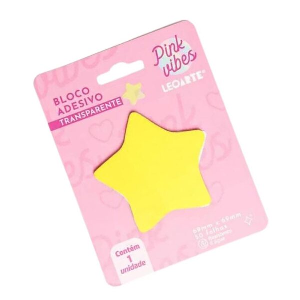 Bloco Adesivo Pink Vibes Transparente Estrela 69x69mm Leoarte - Image 2
