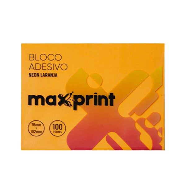 Bloco Adesivo Laranja Neon 76mmx102mm 100 Folhas Maxprint
