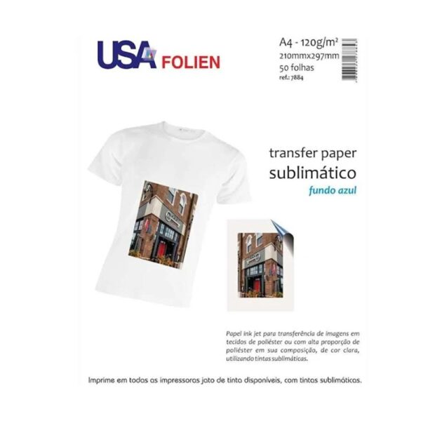 Papel Transfer Sublimatico Fundo Azul A4 50 Folhas USA Folien