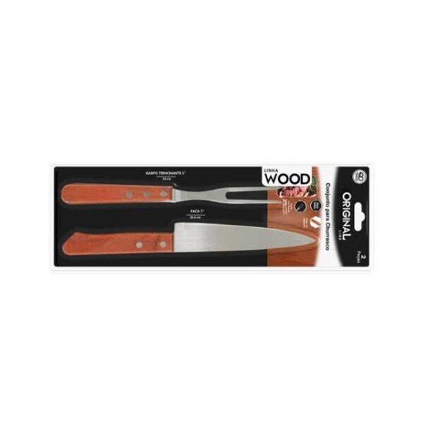 Conjunto de Faca de Churrasco 7 + Garfo 5 de Ino Cabo Madeira Wood Original line - Image 5