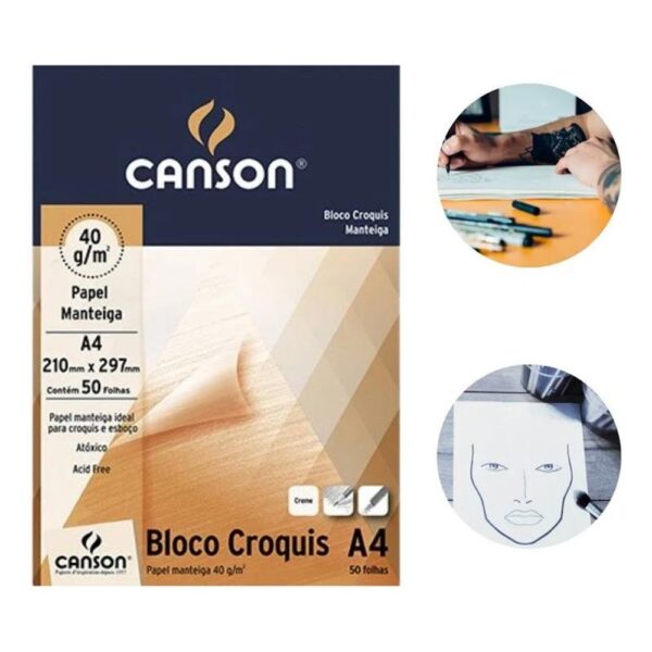 Bloco A4 Croquis Manteiga 40g 50 Folhas Canson - Image 3