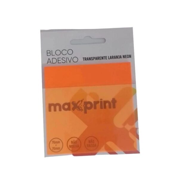 Bloco Adesivo Clearnote Neon Transparente Laranja 76x76mm Maxprint - Image 3