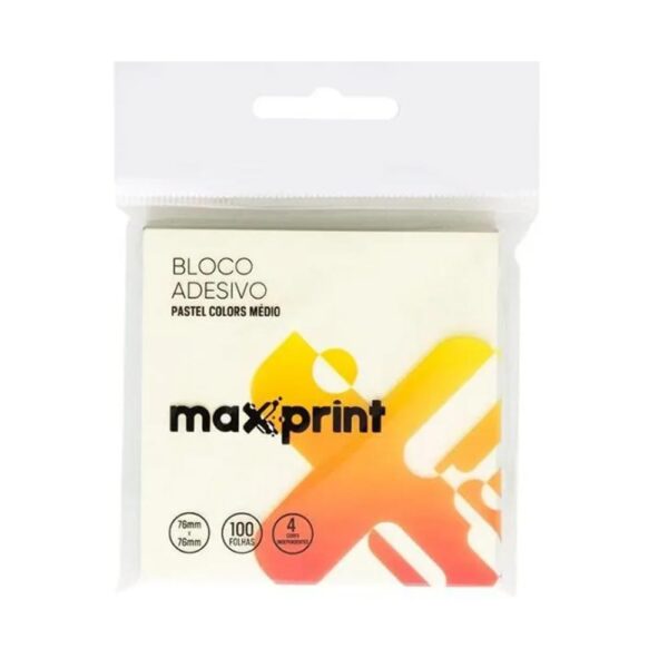 Bloco Adesivo 4 Cores Colors Pastel 76mmx76mm 25 Folhas Cada Cor Maxprint