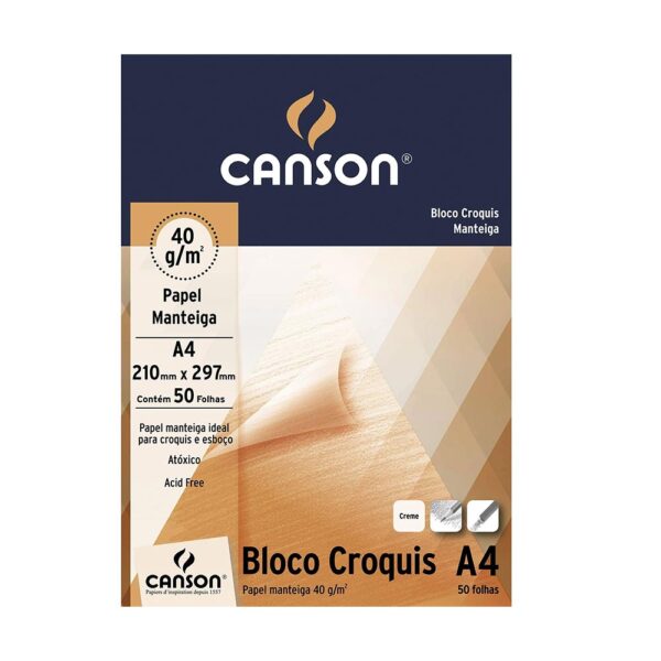 Bloco A4 Croquis Manteiga 40g 50 Folhas Canson