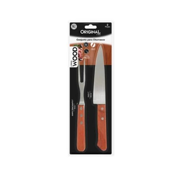 Conjunto de Faca de Churrasco 7 + Garfo 5 de Ino Cabo Madeira Wood Original line - Image 2