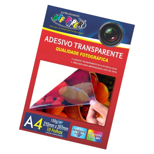Papel Adesivo A4 Transparente 150g 10 Folhas Off Paper - Image 4