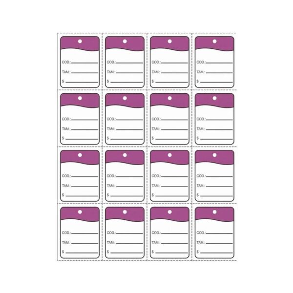 Etiqueta De Papel P/ Roupas Pacote C/ 1008 Un Roxa Link Etiquetas